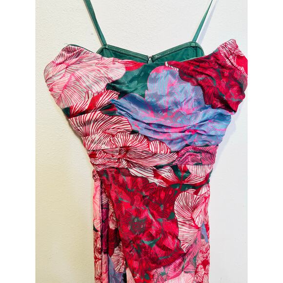 HUTCH Purple Pink Floral Drape Front Strapless Julietta Maxi Gown size 4 - Picture 8 of 14